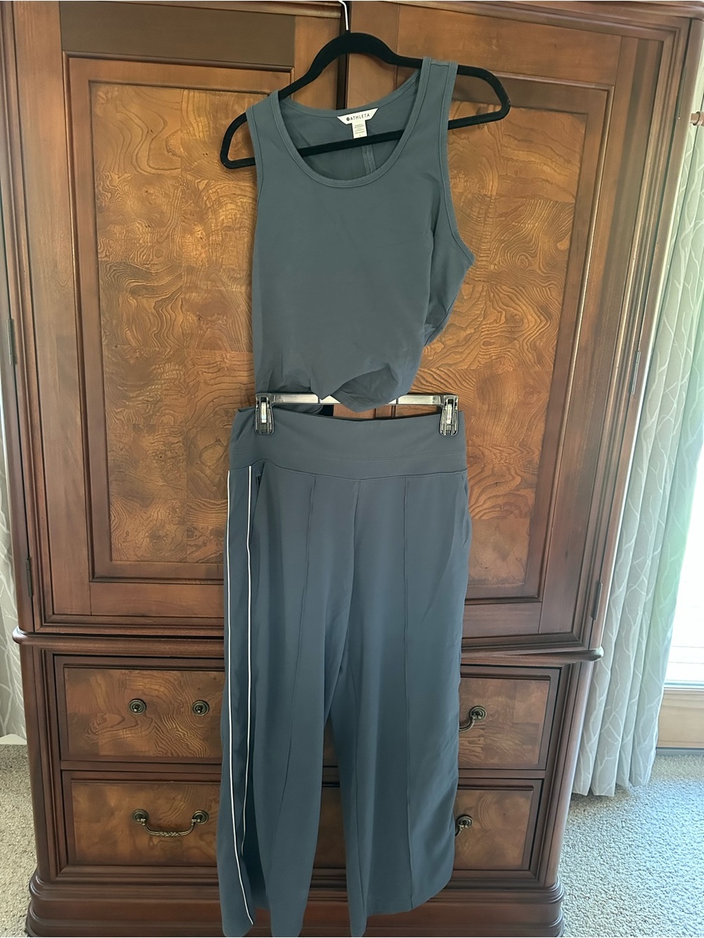 Athleta Venice High Rise Track Pant with matching tank top.